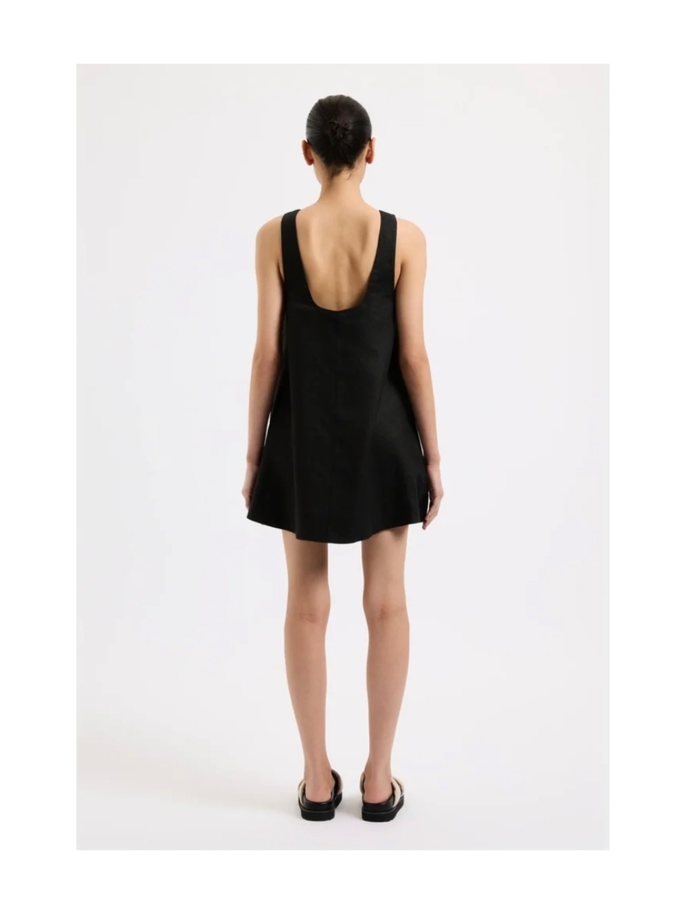 NWT Nude Lucy Nemi Black 100% Linen Sleeveless A-Line Mini Dress Sz S - Picture 2 of 5